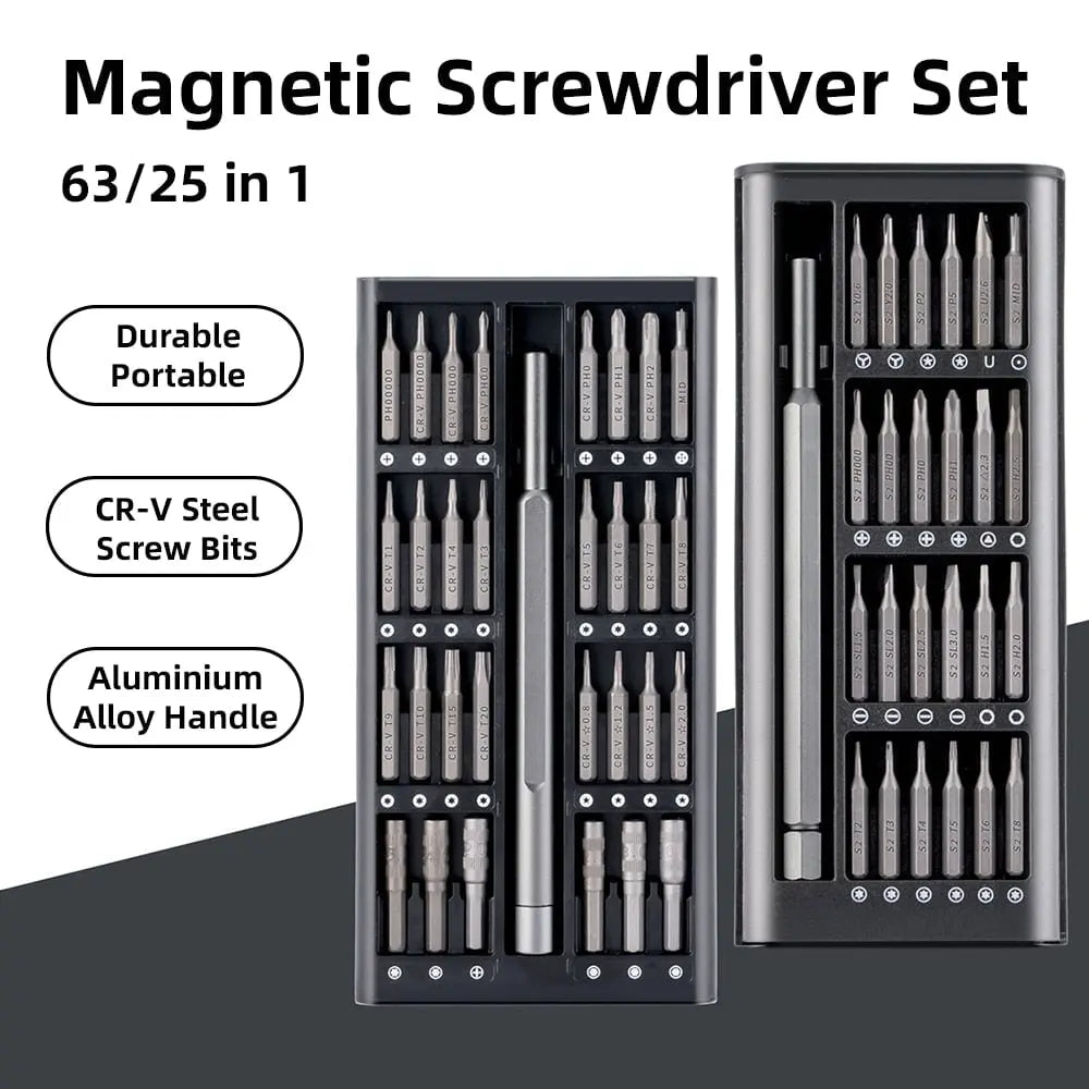 25 in 1 / 63 in 1 Mini Precision Mechanic Screwdriver Set, Watch Tool with 24 Bits 25 in 1 / 63 in 1 Mini Precision Mechanic Screwdriver Set, Watch Tool with 24 Bits